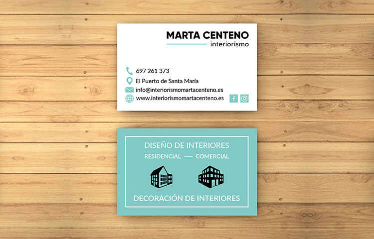 Diseño gráfico e imprenta tarjetas de visita Interiorismo Marta Centeno