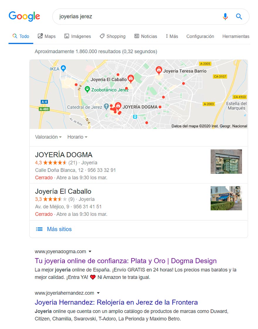 Posicionamiento web SEO Joyería Dogma